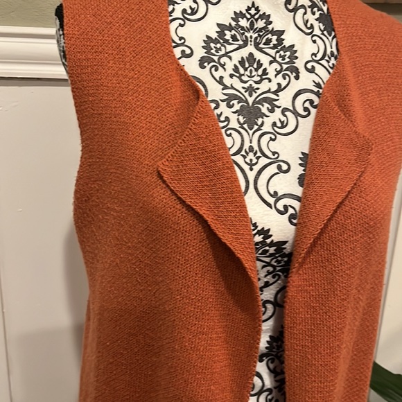 PhO Firenze long duster vest cardigan rust red brown sz medium large Italy - Picture 2 of 4